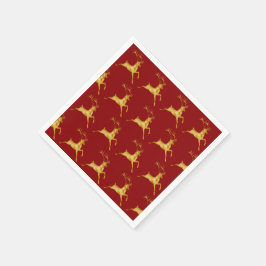 Guardanapo De Papel Elegante Feliz Natal Dourado de renas festivas