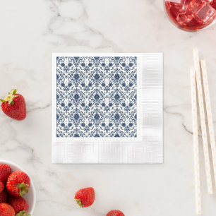Guardanapo De Papel Elegante Flor de Padrão de Damasco Vitoriano Azul