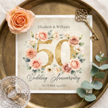 Elegante Floral Aquarela de 50º Aniversário de Cas