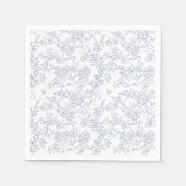 Guardanapo De Papel Elegante Floral Blue French Toile (Frente)