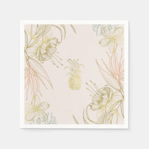 Guardanapo De Papel Elegante Floral Botânico Tropical Beijo Dourado