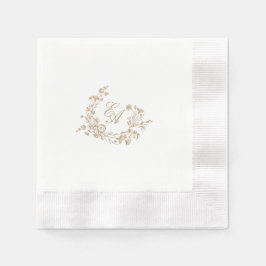 Guardanapo De Papel Elegante Floral Crest Monograma Casamento Napkin