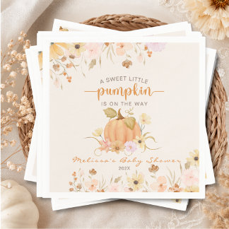 Guardanapo De Papel Elegante Floral de Outono Pequena Abóbora a Caminh