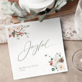 Guardanapo De Papel Elegante Floral Festivo Alegre Natal Feriado