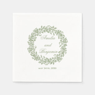 Guardanapo De Papel Elegante Floral Francês Vintage em verde Salvia