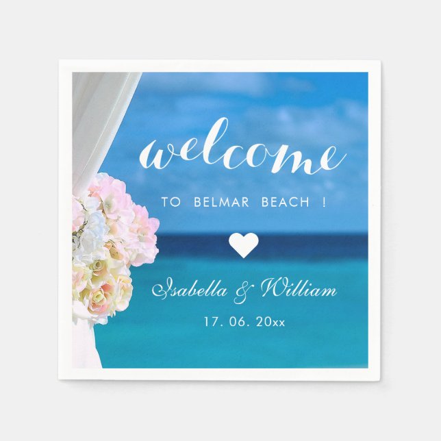Guardanapo De Papel Elegante Floral Ocean Beach Weding (Frente)
