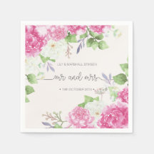Elegante Floral Sr. & Sra. Wedding | Papel Napkin