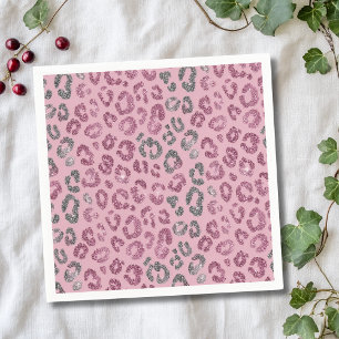 Guardanapo De Papel Elegante Glitter Leopardo Rosa Prata em Dourado Ro