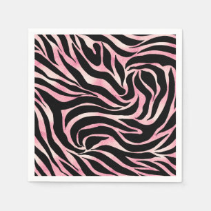 Guardanapo De Papel Elegante Glitter Rosa Dourado Zebra Preto Impressã