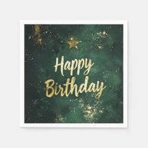 Elegante Green & Faux Dourado Aniversário