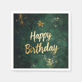 Guardanapo De Papel Elegante Green & Faux Dourado Aniversário