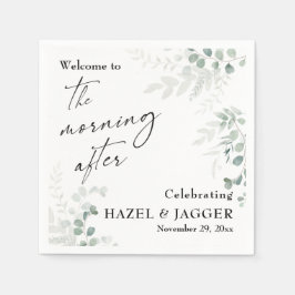 Guardanapo De Papel Elegante Greenery Bem-vindo à Manhã Após