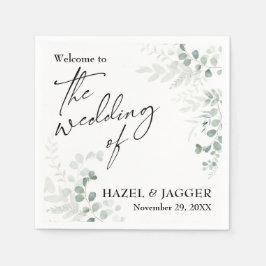 Guardanapo De Papel Elegante Greenery Bem-vindo ao Casamento de