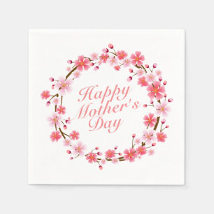 Guardanapo De Papel Elegante Happy Dia de as mães Floral Wreath Napkin