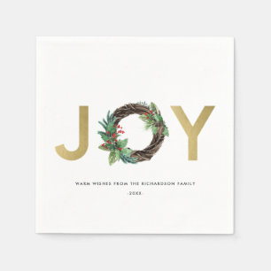 GUARDANAPO DE PAPEL ELEGANTE HOLLY BERRY DOURADO JOVEM VERMELHO NATAL 