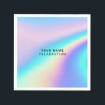 Guardanapo De Papel Elegante Holográfico Personalizado<br><div class="desc">Guardanapos Elegantes Holográficos Personalizados com um design de modelo moderno e minimalista com fonte preta simples sem serifa em fundo neon iridescente colorido,  personalizável em qualquer cor.</div>