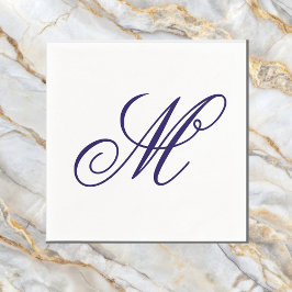 Guardanapo De Papel Elegante Inicial de Monograma Azul Marinho 