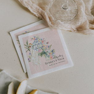Guardanapo De Papel Elegante Jardim Pavão Floral Casamento