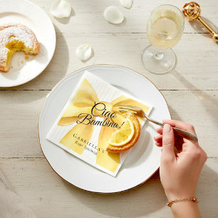 Guardanapo De Papel Elegante Laço Amarelo 'Ciao Bambina!' Chá de Bebê