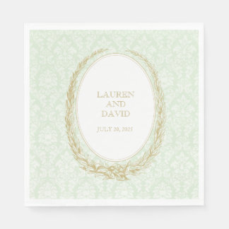 Guardanapo De Papel Elegante Laurel Wreath | Damasco Verde