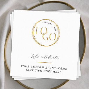 Guardanapo De Papel Elegante Logotipo Dourado Evento Corporativo Empre