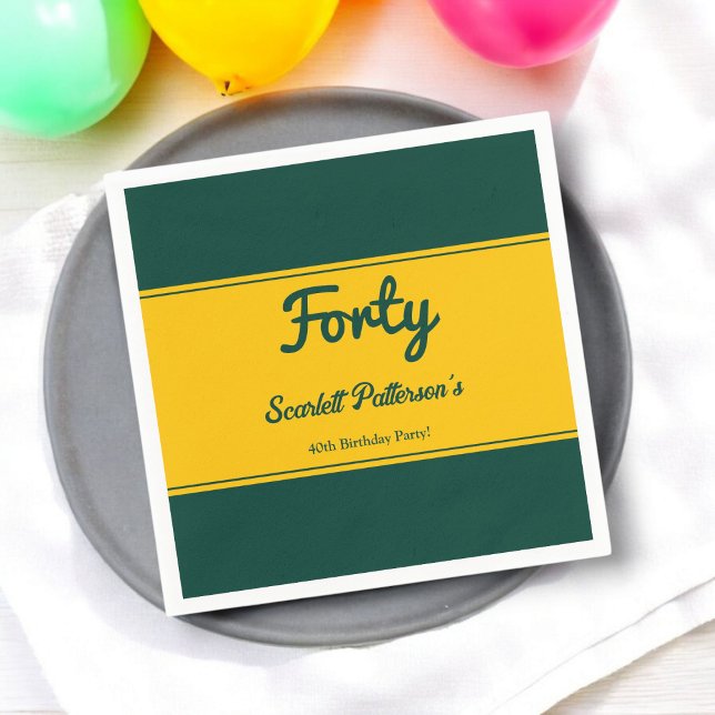 Guardanapo De Papel Elegante Luxo, aniversário de 40 anos Chic Verde E (Criador carregado)