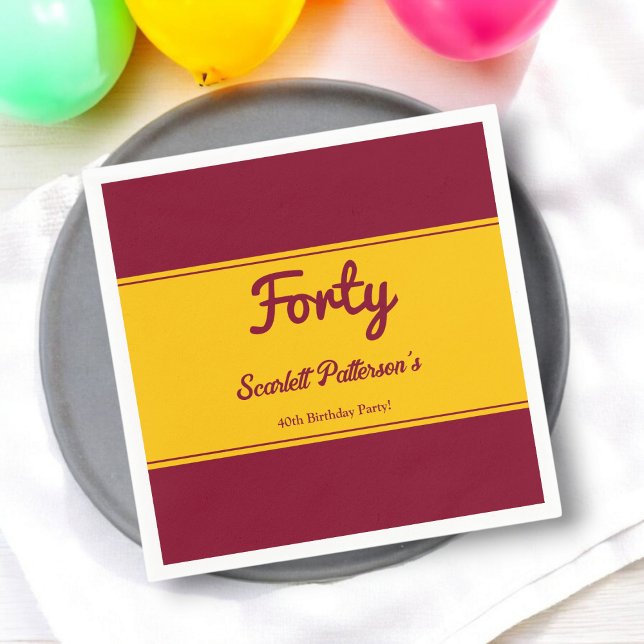 Guardanapo De Papel Elegante Luxúria Borgonha E aniversário de 40 anos (Criador carregado)