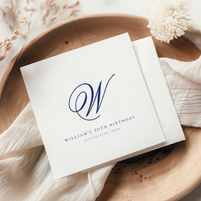 Guardanapo De Papel Elegante Marinho inicial Blue Birthday Napkins (Criador carregado)