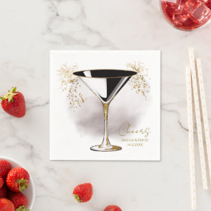 Guardanapo De Papel Elegante Martini Glass com Glitter