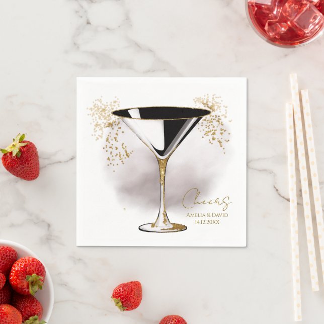 Guardanapo De Papel Elegante Martini Glass com Glitter (Insitu)