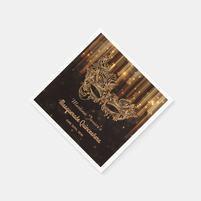 Guardanapo De Papel Elegante Mascarada Quinceañera 15 Birthday (Canto)