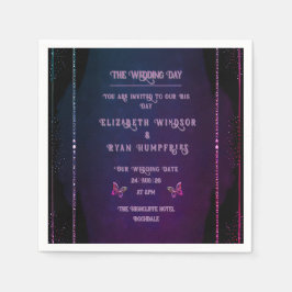 Guardanapo De Papel Elegante Mauve e Dourados Convites para Casamento