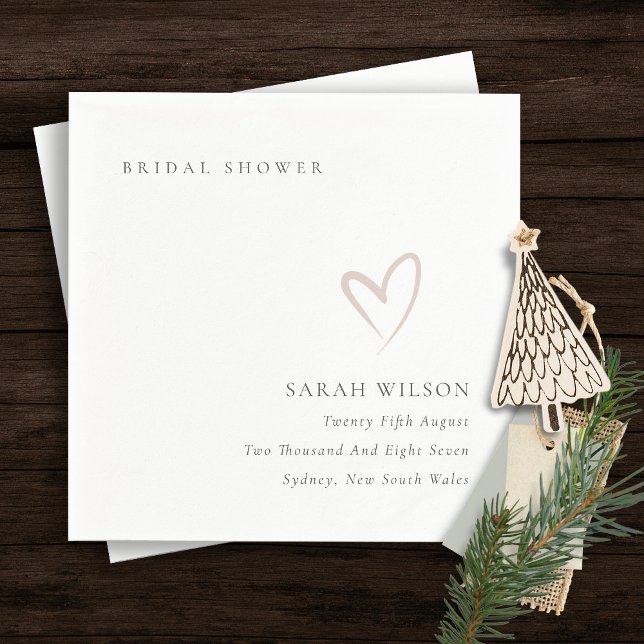 Guardanapo De Papel Elegante Minimal Rosa Choque Coração Chuveiro de N (Criador carregado)