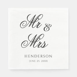 Guardanapo De Papel Elegante Minimal Sr. e Sra. Wedding Napkins