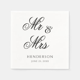 Guardanapo De Papel Elegante Minimal Sr. e Sra. Wedding Napkins