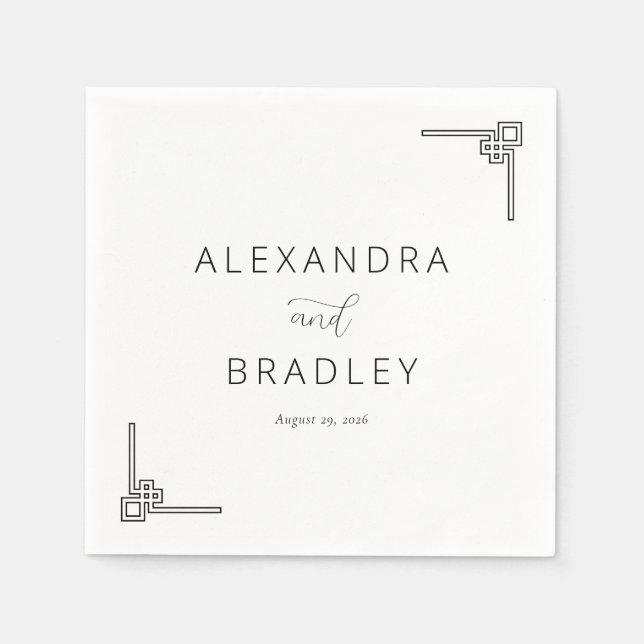 Guardanapo De Papel Elegante Minimalista Geométrica Preta (Frente)