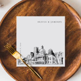 Guardanapo De Papel Elegante Modern Boston Sketch New England Casament