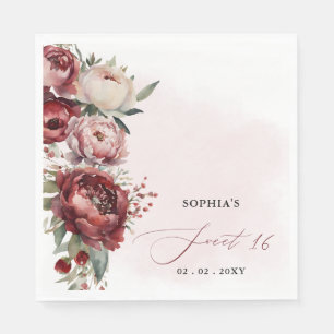 Guardanapo De Papel Elegante Moderno Brilhante Blush Floral Sweet 16