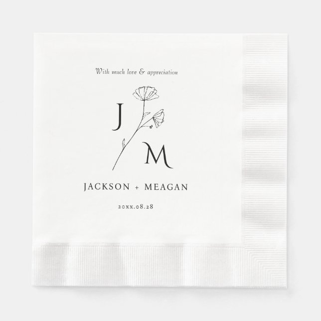 Guardanapo De Papel Elegante Moderno Casamento de Roupa Napkin (Frente)