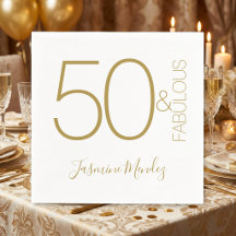 Elegante Moderno Dourado Branco 50 & Fabuloso Aniv