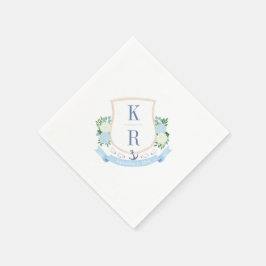 Guardanapo De Papel Elegante Monograma de Aquarela Costeira para Casam