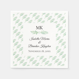 Guardanapo De Papel Elegante Monograma Greenery Wedding Napkin