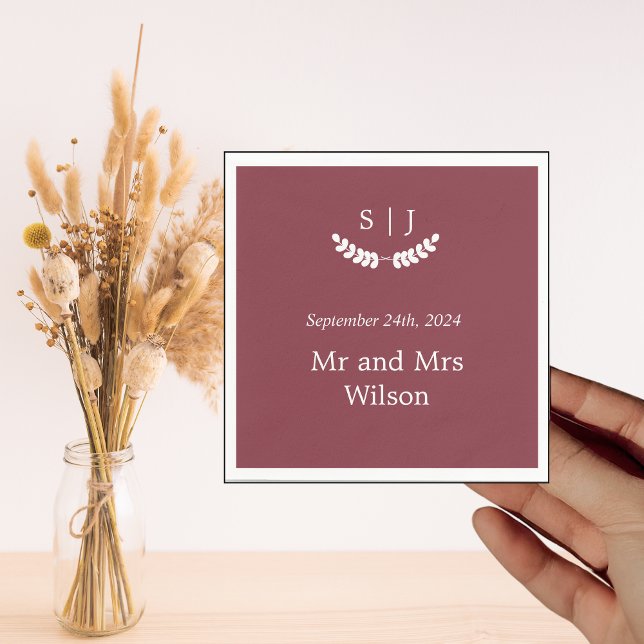 Guardanapo De Papel Elegante Monograma Janto Tone Vermelho Escuro (Criador carregado)