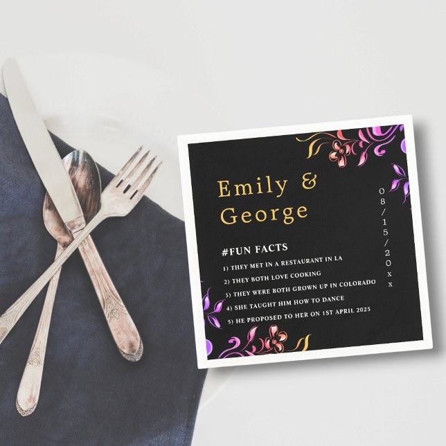 Guardanapo De Papel Elegante Neon Lights Rosa Casamento Floral Negro (Criador carregado)