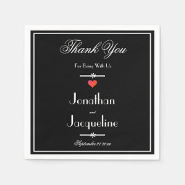 Guardanapo De Papel Elegante Noiva Chic Preto & Branco Coração Vermelh