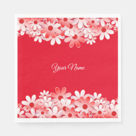Guardanapo De Papel Elegante Nome Floral Vermelho Branco Festa