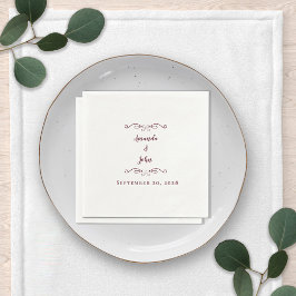 Guardanapo De Papel Elegante Nomes de Recepção de casamento Borgonha D