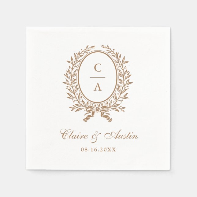 Guardanapo De Papel Elegante Olive Leaf Wreath Dourado (Frente)