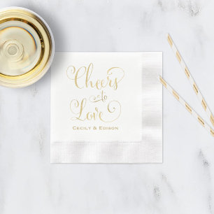Guardanapo De Papel Elegante Ouro Brindes ao Amor Casamento