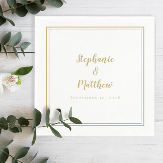 Guardanapo De Papel Elegante Ouro Simples Casamento Minimalista Modern